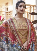 Embroidered Cotton Designer Pakistani Salwar Suit in Cream