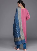 Embroidered Crepe Silk Pant Style Suit in Pink