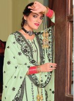 Embroidered Faux Georgette Designer Pakistani Suit in Sea Green