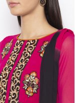 Embroidered Georgette Anarkali Salwar Kameez in Hot Pink