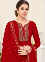 Embroidered Georgette Bollywood Salwar Kameez in Red