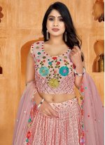 Embroidered Georgette Readymade Lehenga Choli in Pink