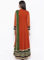 Embroidered Georgette Readymade Suit in Rust