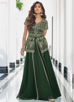 Embroidered Georgette Salwar Suit in Green