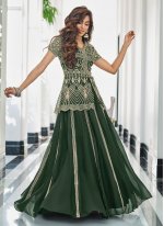 Embroidered Georgette Salwar Suit in Green
