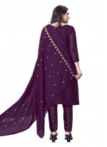 Embroidered Georgette Salwar Suit in Purple