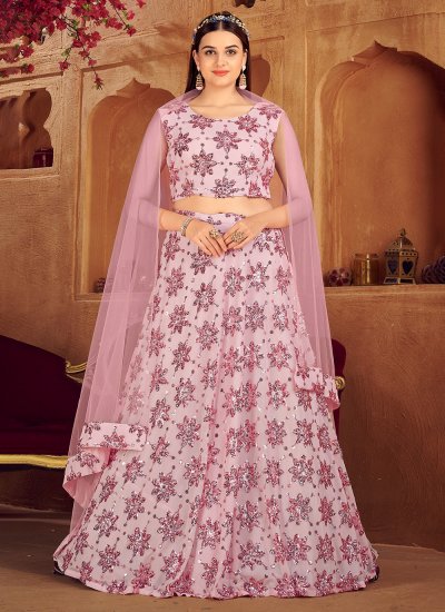 Embroidered Imported Trendy Layered Lehenga Choli in Pink