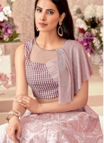 Embroidered Jacquard Silk Designer Lehenga Choli in Pink