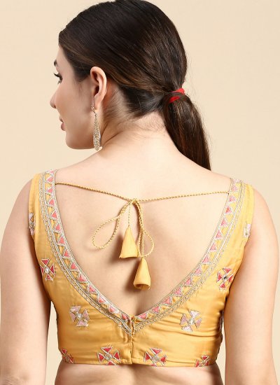 Embroidered Organza Blouse in Gold