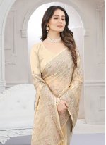 Embroidered Organza Contemporary Style Saree in Brown