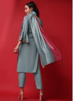 Embroidered Rayon Trendy Salwar Suit in Grey
