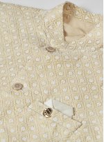 Embroidered Silk Kurta Payjama With Jacket in Cream