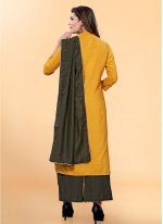Embroidered Silk Palazzo Designer Suit in Yellow