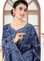 Embroidered Silk Traditional Saree in Navy Blue
