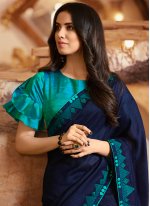 Embroidered Silk Traditional Saree in Teal