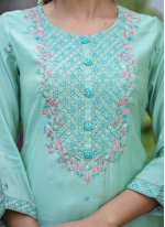 Embroidered Silk Trendy Salwar Kameez in Sea Green