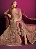Enchanting Net Engagement Floor Length Salwar Kameez