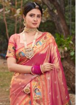Enchanting Silk Weaving Hot Pink Designer Traditional Saree