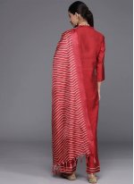 Energetic Embroidered Art Silk Red Readymade Salwar Suit
