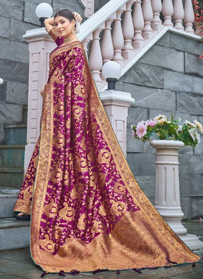 Engrossing Banarasi Silk Wedding Contemporary Saree