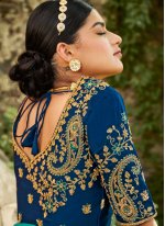 Engrossing Blue Silk Traditional Designer Saree