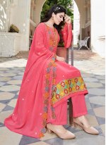 Engrossing Pink Ceremonial Designer Straight Salwar Suit