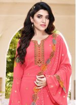 Engrossing Pink Ceremonial Designer Straight Salwar Suit