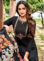 Enthralling Chanderi Cotton Black Trendy Salwar Suit