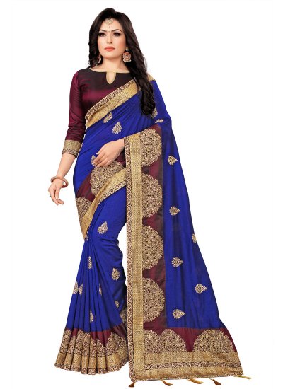 Enthralling Embroidered Party Silk Saree