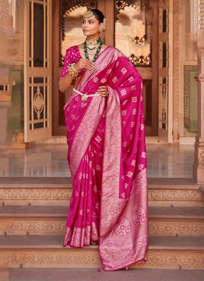 Enthralling Pink Banarasi Silk Designer Saree
