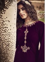 Enticing Purple Embroidered Pakistani Salwar Suit