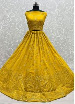Entrancing Georgette Sequins Yellow Designer Lehenga Choli