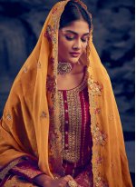 Entrancing Magenta Embroidered Designer Pakistani Suit