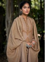 Entrancing Muslin Embroidered Brown Designer Pakistani Suit