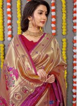 Entrancing Pink Weaving Banarasi Silk Classic Saree