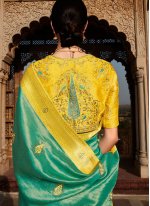 Entrancing Silk Sea Green Weaving Designer Traditional Saree