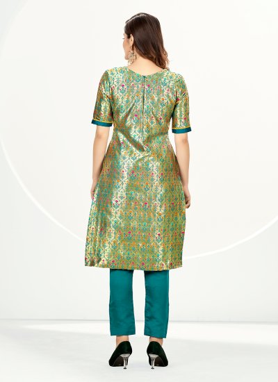 Epitome Zari Sea Green Banarasi Silk Straight Suit