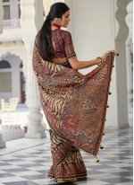 Especial Black and Multi Colour Digital Print Silk Printed Saree