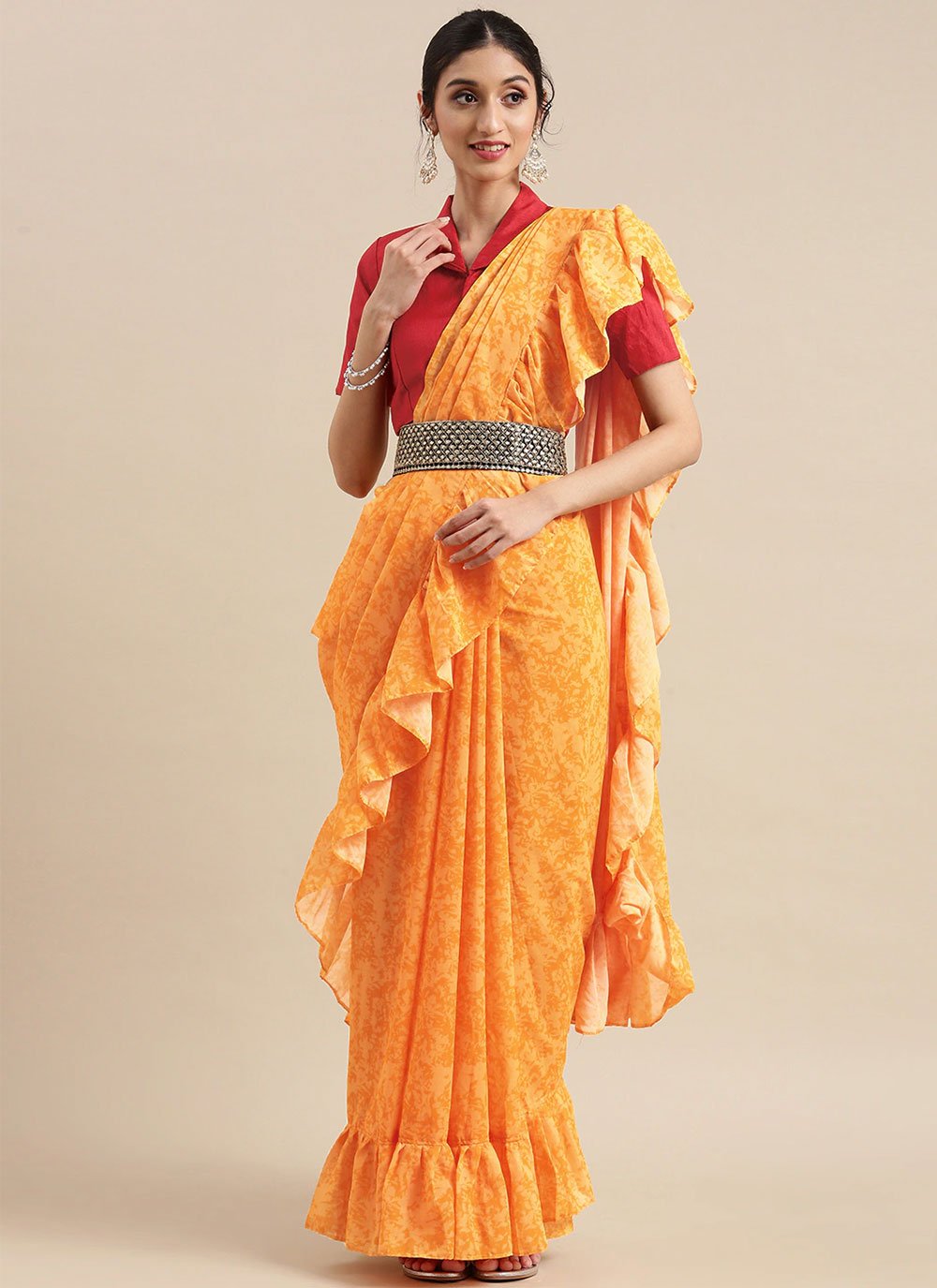 Women's Net Ruffle Saree Blouse Designer Traditional Indian Wedding Party  Wear | eBay