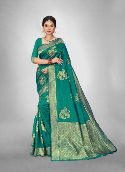 Especial Weaving Rama Art Silk Silk Saree