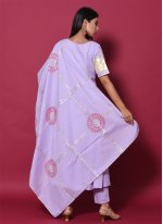 Ethnic Block Print Cotton Purple Salwar Suit