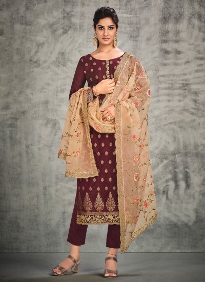 Ethnic Handwork Maroon Trendy Salwar Suit 