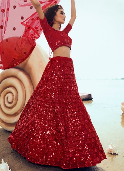 Ethnic Sequins Red Designer Lehenga Choli