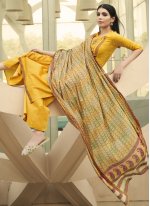Exceeding Cotton Embroidered Yellow Designer Palazzo Salwar Suit
