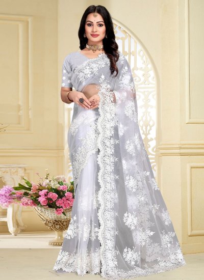 Exceeding Embroidered Net Classic Saree