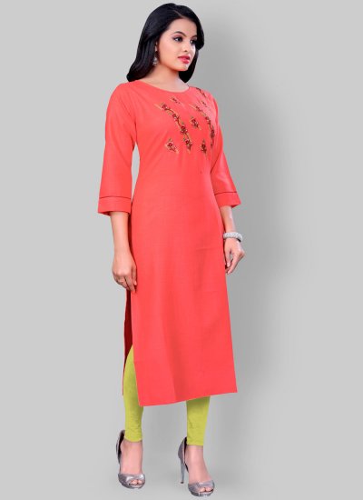 Excellent Embroidered Pink Party Wear Kurti