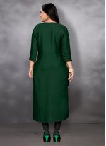 Excellent Embroidered Rayon Green Party Wear Kurti