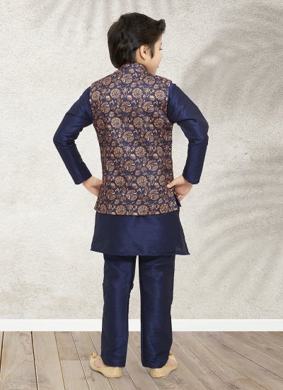 Excellent Printed Banarasi Silk Kurta Payjama With Jacket