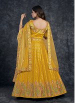 Excellent Sequins Yellow Silk A Line Lehenga Choli