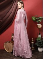 Excellent Thread Work Pink Floor Length Salwar Suit 